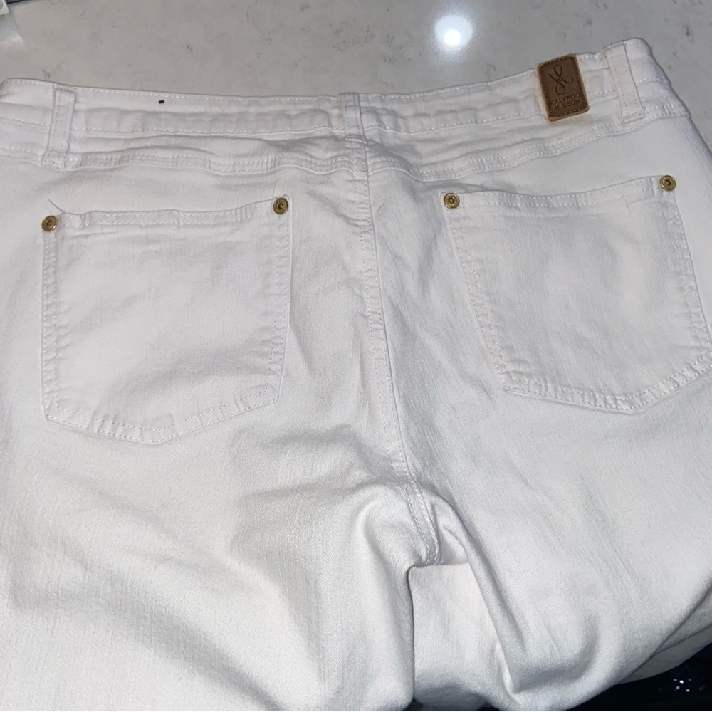 Hudson Vintage Hollywood Los Angeles Women's Sz 14 White  Jeans Ankle Zip - Picture 3 of 15